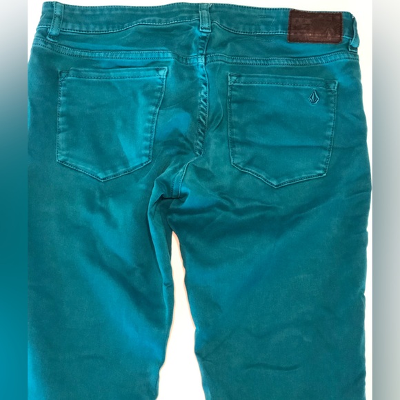 VOLCOM ~ Skinny Fit Low Rise Turquoise Jeans ~ size 7 - Picture 5 of 7